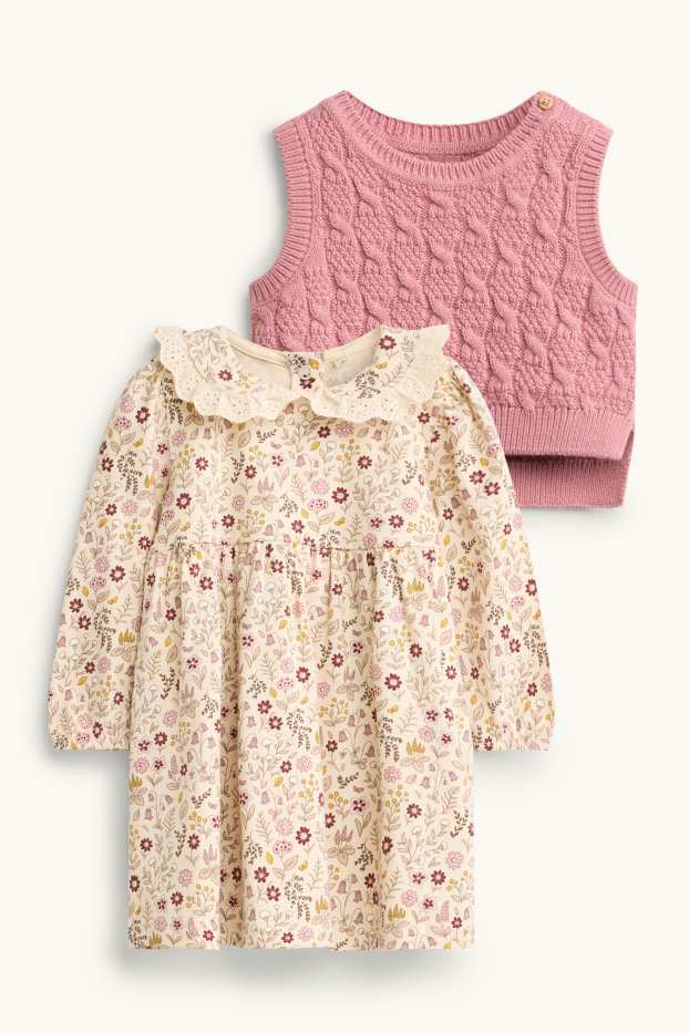 Baby Girls - Floral - baby outfit - 2 piece - patterned - rose / beige