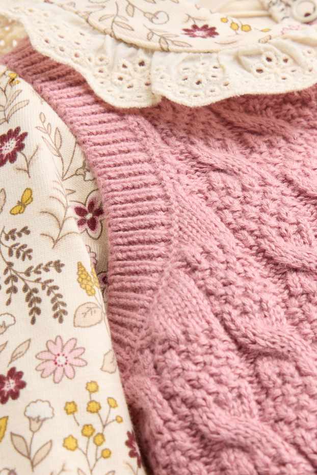 Baby Girls - Floral - baby outfit - 2 piece - patterned - rose / beige