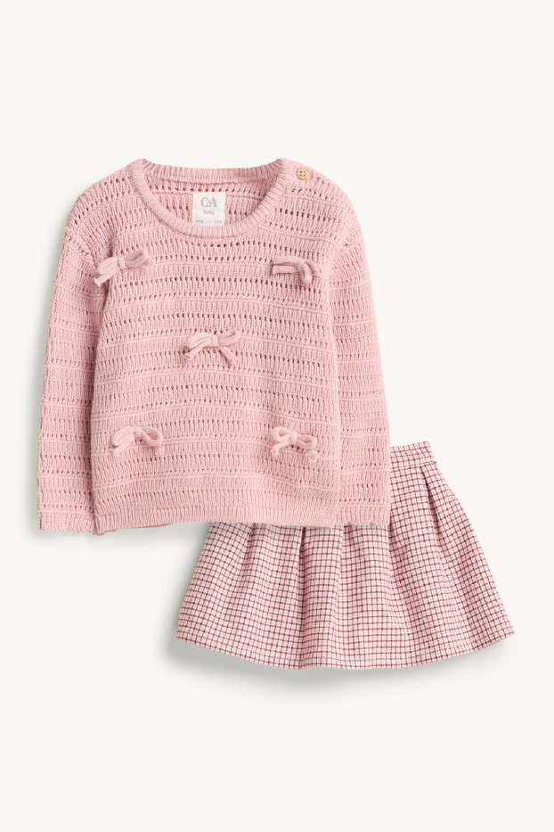 Baby Girls - Bow - baby outfit - 2 piece - pale pink