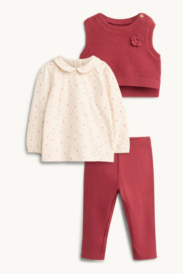Baby Girls - Floral - baby outfit - 3 piece - white / red