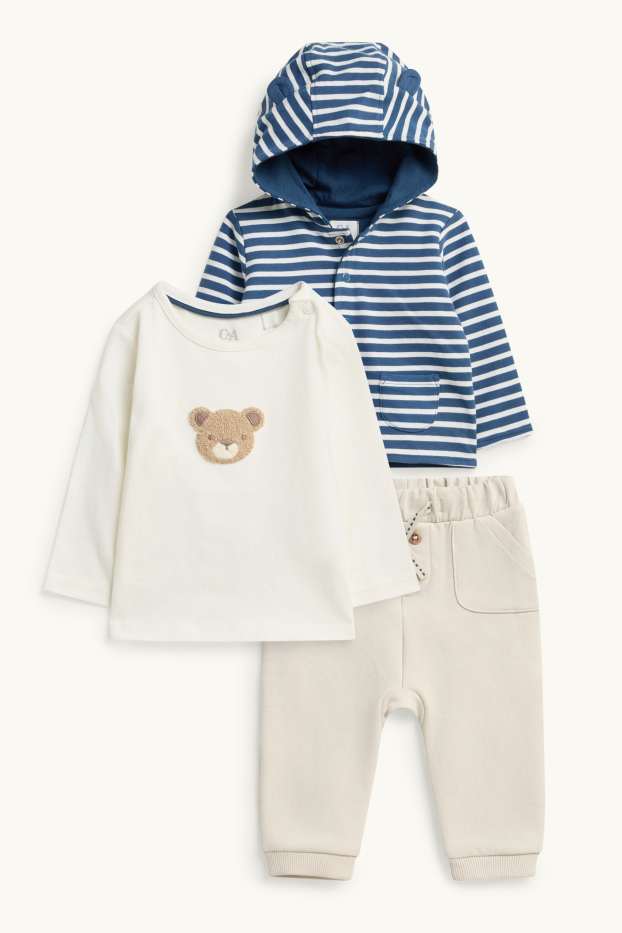 Baby Boys - Teddy bear - baby outfit - 3 piece - blue / beige