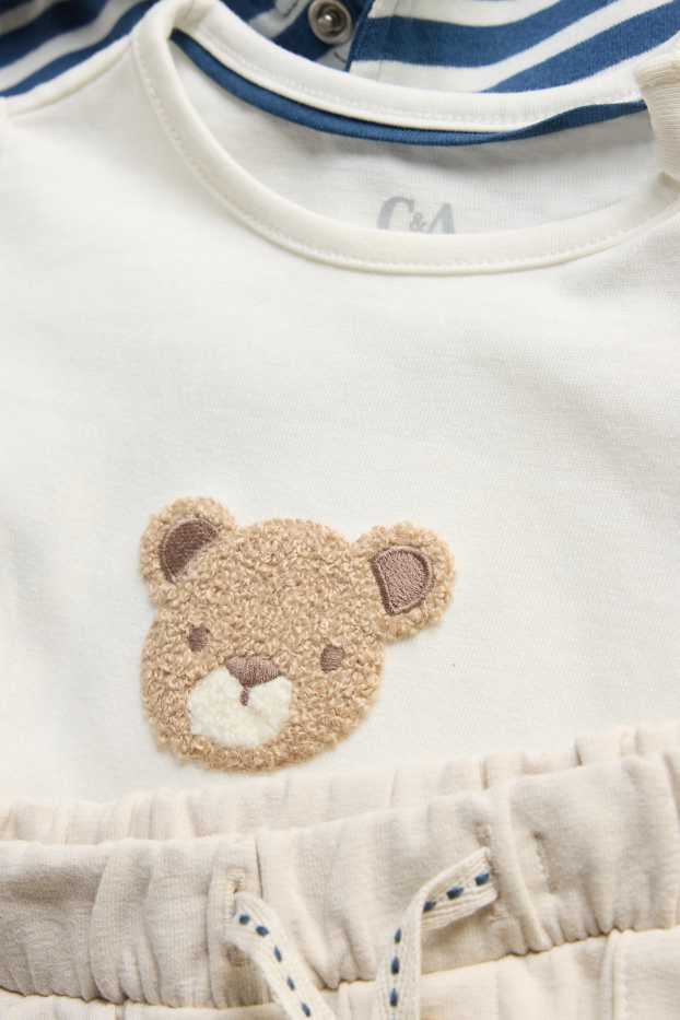 Baby Boys - Teddy bear - baby outfit - 3 piece - blue / beige