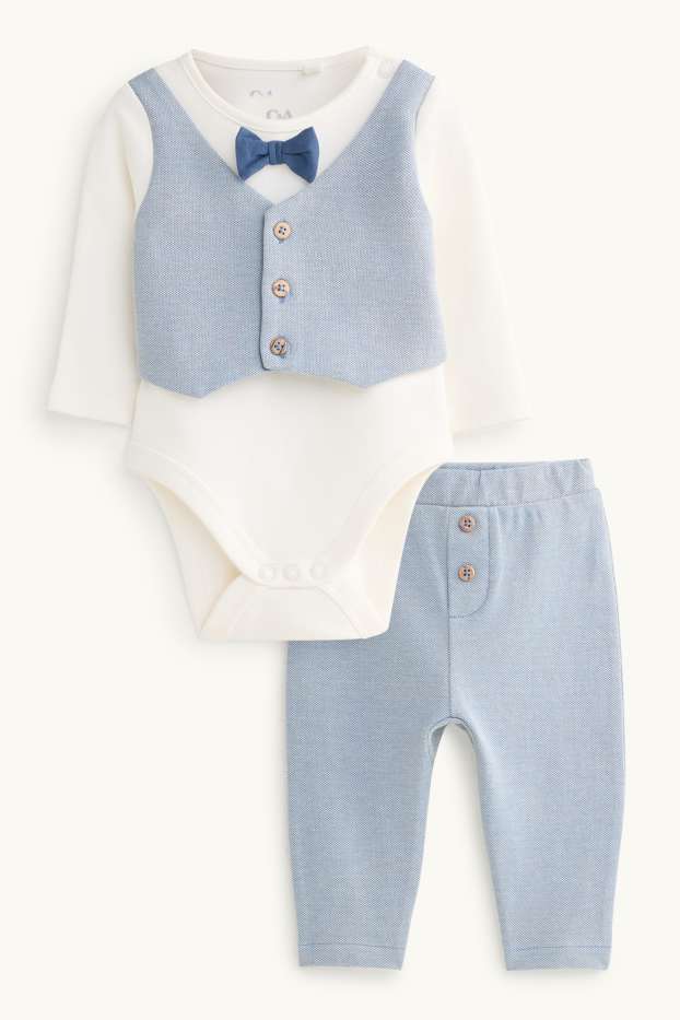 Baby Boys - Newborn outfit - 2 piece - white / light blue