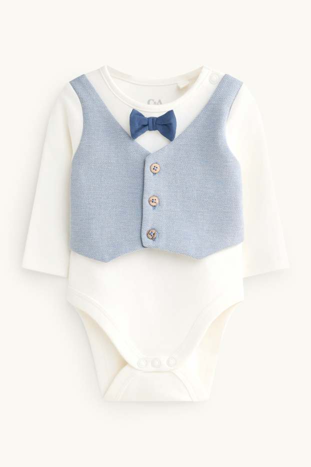 Baby Boys - Newborn outfit - 2 piece - white / light blue