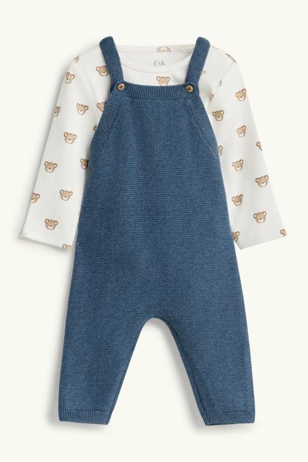 Baby Boys - Teddy bear - newborn outfit - 2-piece - blue / white