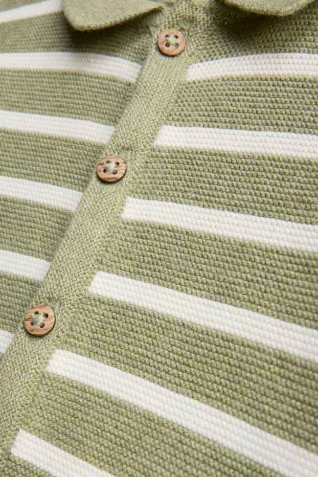 Baby Boys - Knitted baby jumpsuit - striped - white / green