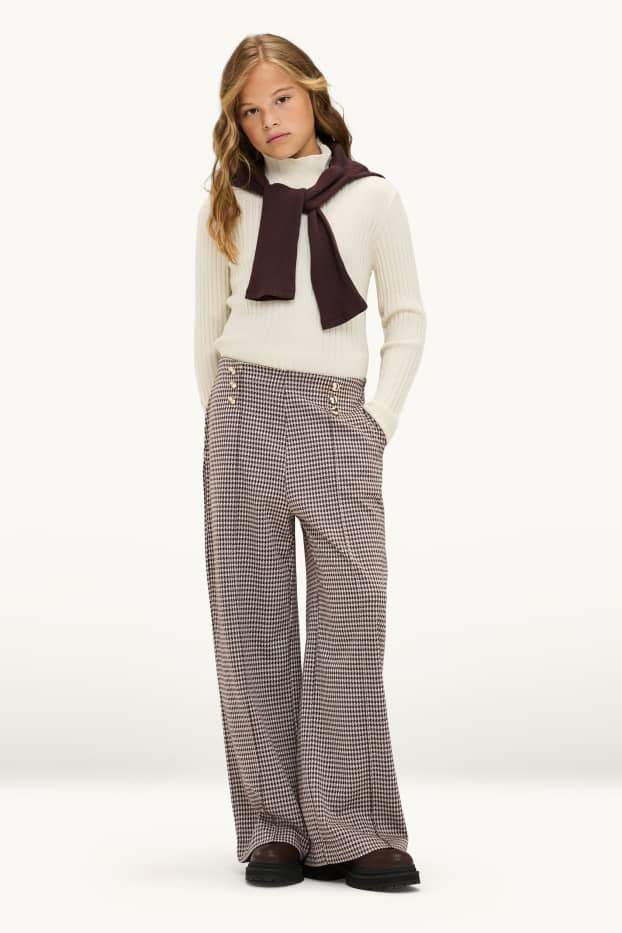 Children Girls - Cloth trousers - patterned - brown / cremewhite
