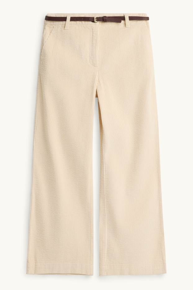 Children Girls - Corduroy trousers with belt - beige / brown