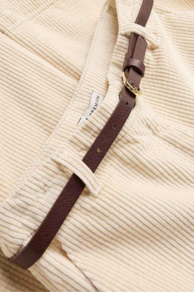 Children Girls - Corduroy trousers with belt - beige / brown