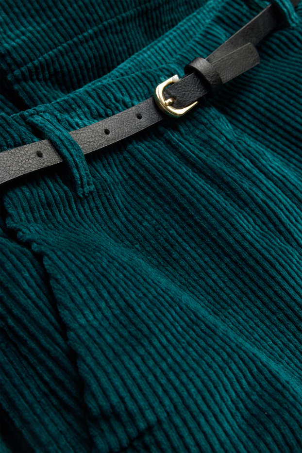 Children Girls - Corduroy trousers with belt - petrol