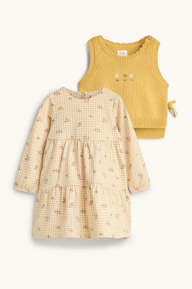 Baby Girls - Floral - baby outfit - 2 piece - mustard yellow
