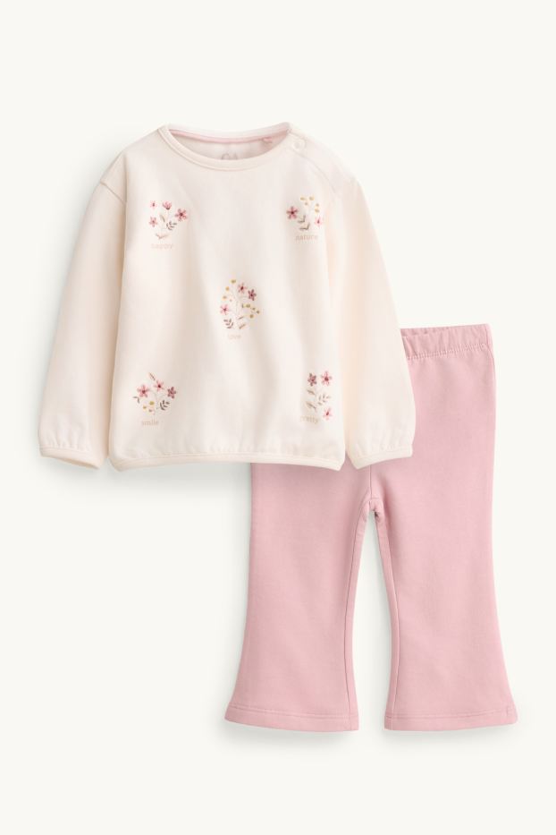 Baby Girls - Floral - baby outfit - 2 piece - white / rose