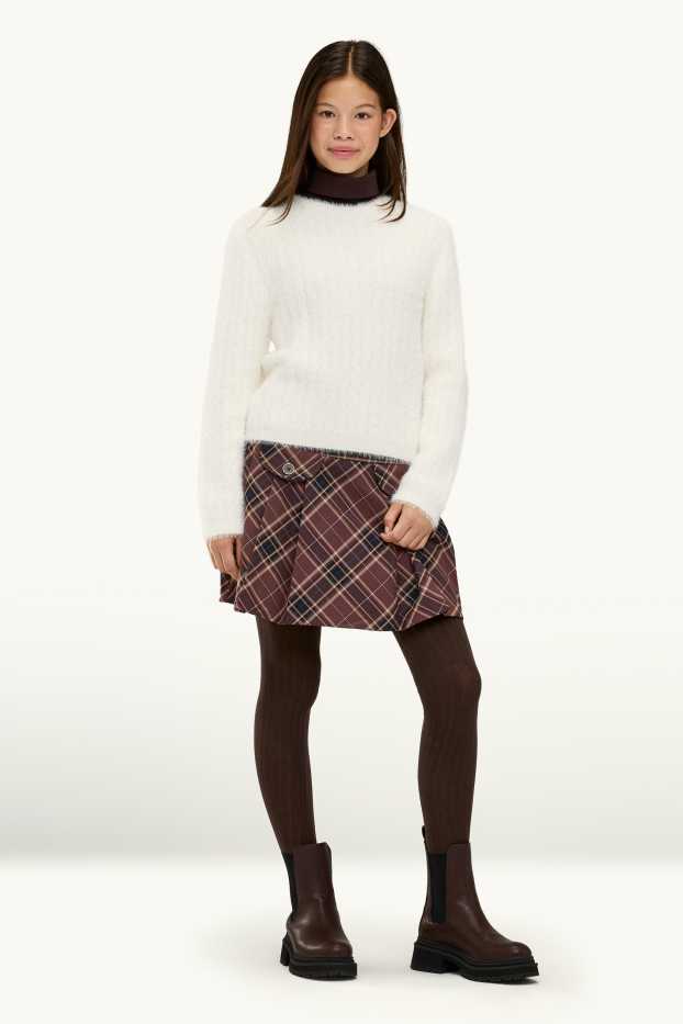 Children Girls - Set - skirt and tights - 2 piece - brown / beige