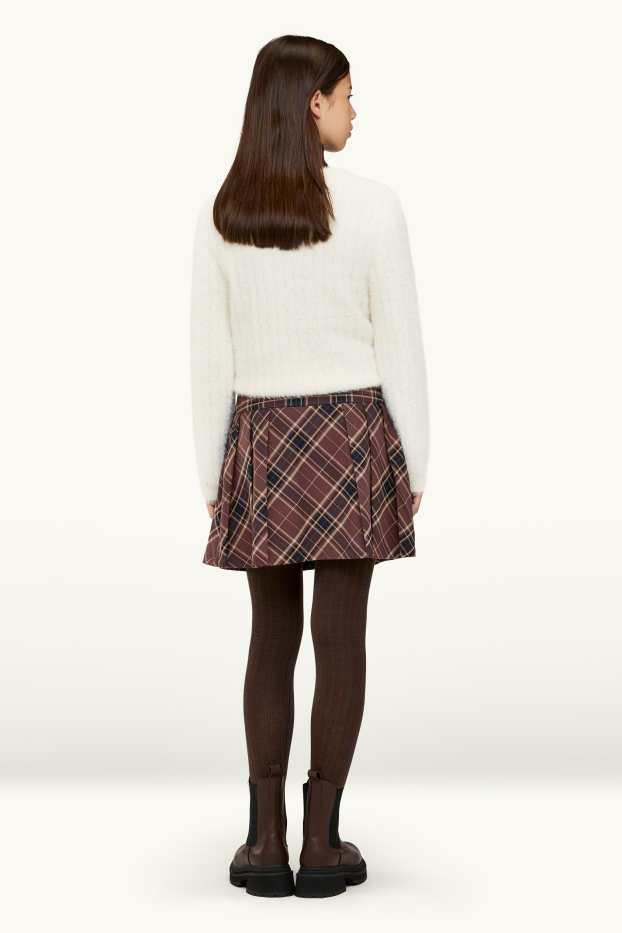 Children Girls - Set - skirt and tights - 2 piece - brown / beige