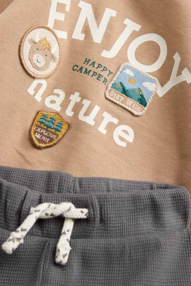 Baby Boys - Nature and cow - baby outfit - 2 piece - gray / beige