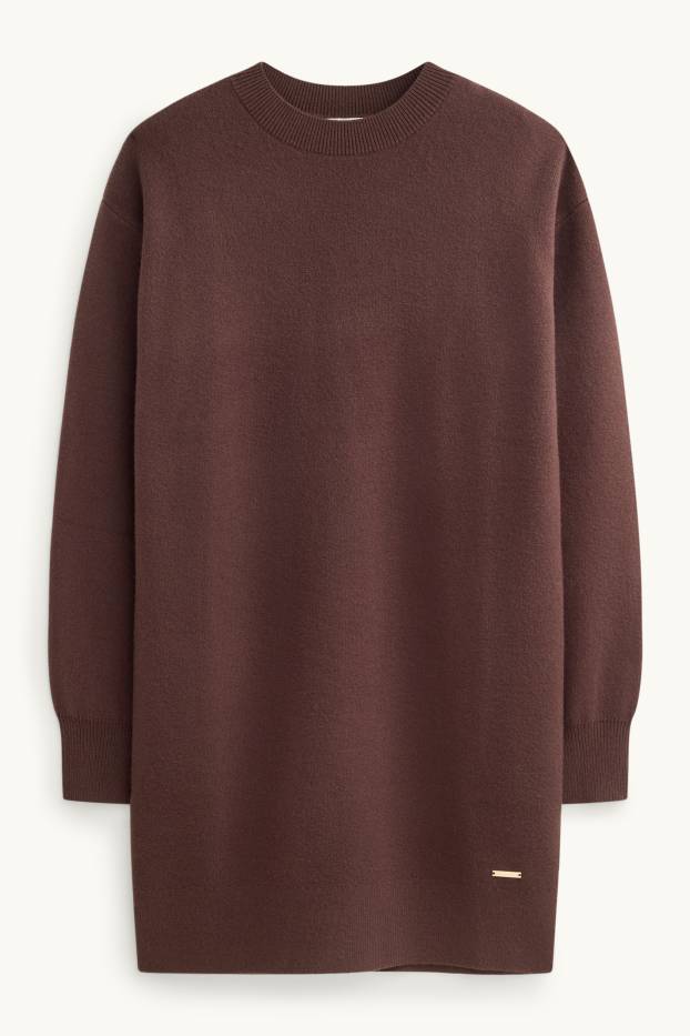 Children Girls - Knitted dress - dark brown