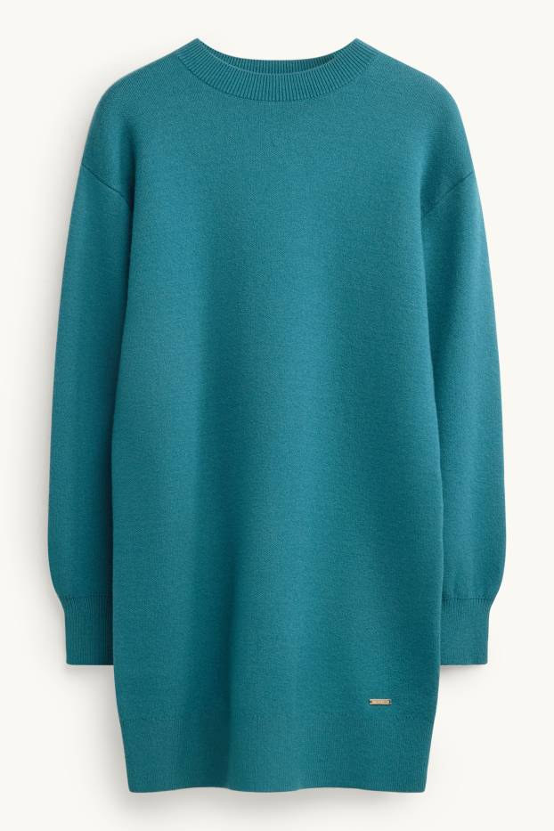 Children Girls - Knitted dress - petrol