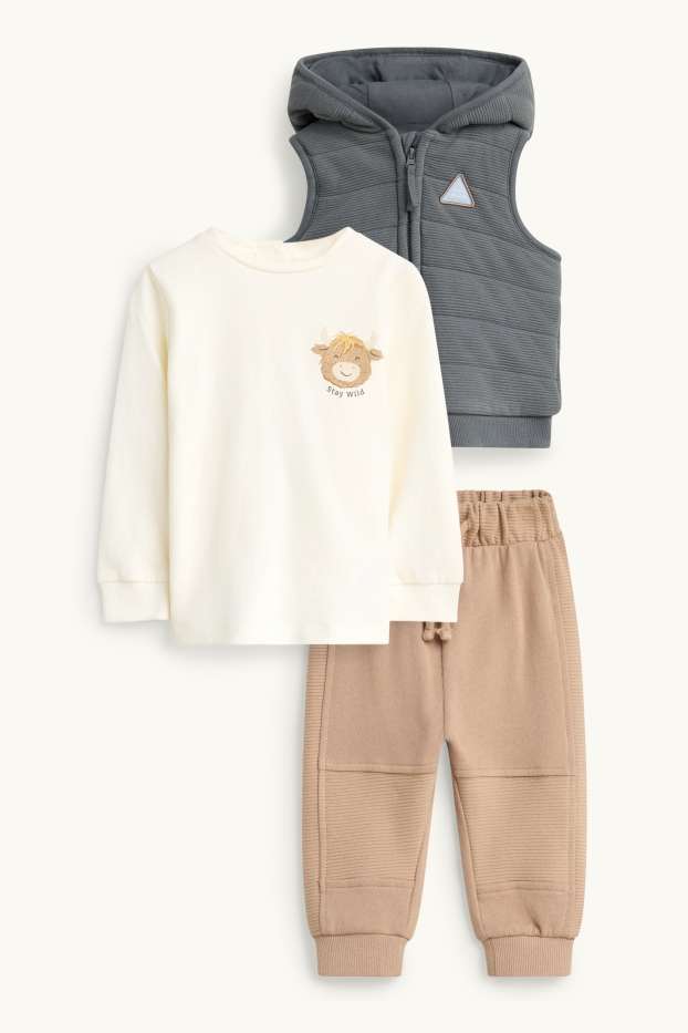 Baby Boys - Cow - baby outfit - 3 piece - cremewhite