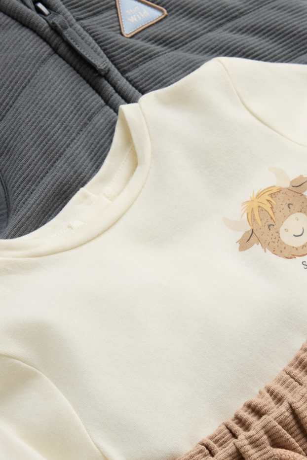 Baby Boys - Cow - baby outfit - 3 piece - cremewhite