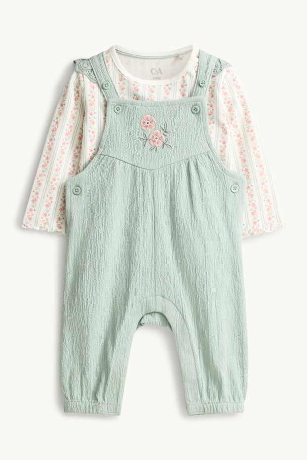 Baby Girls - Floral - newborn outfit - 2-piece - green / cremewhite