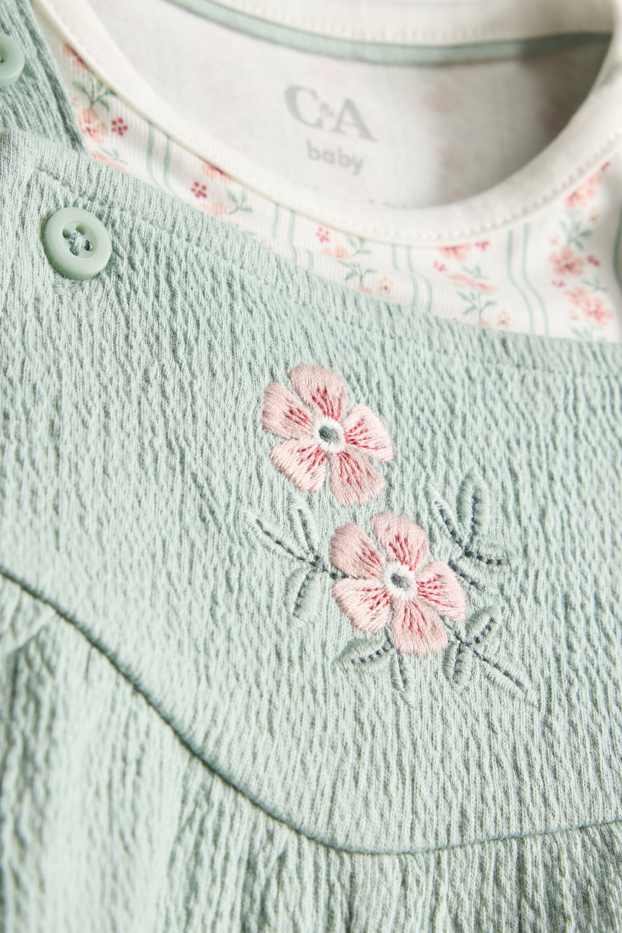 Baby Girls - Floral - newborn outfit - 2-piece - green / cremewhite