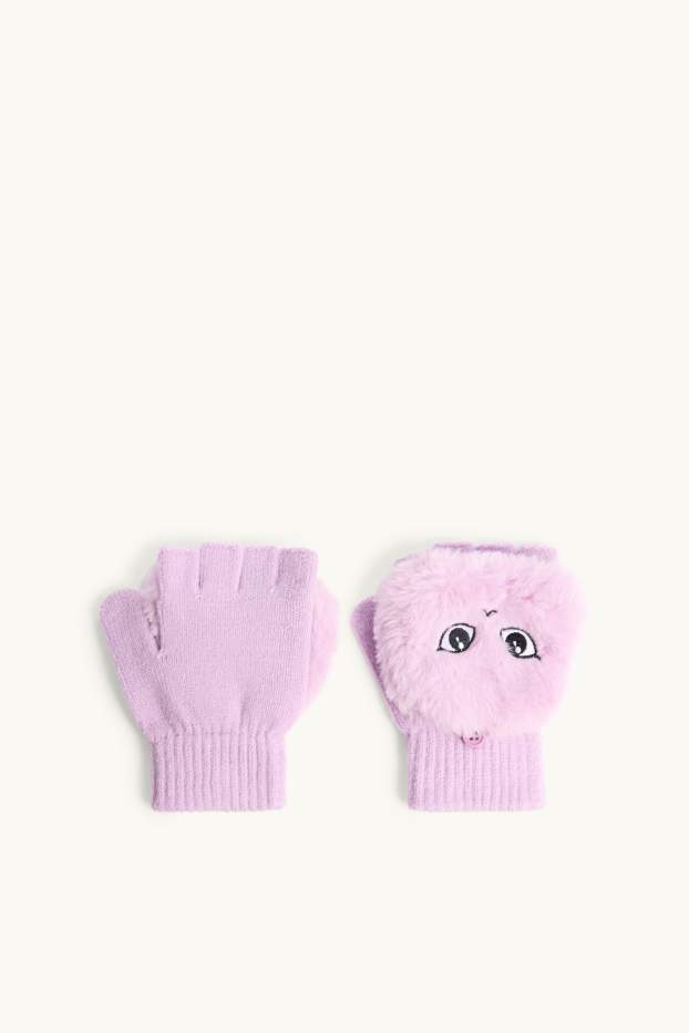 Halloween - face - mittens - purple