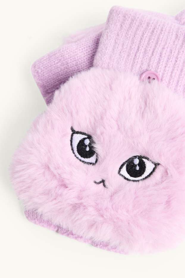 Halloween - face - mittens - purple