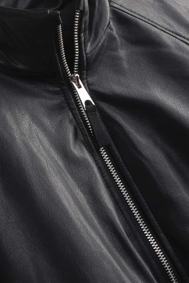 Children Girls - Bomber jacket - lined - faux leather - black