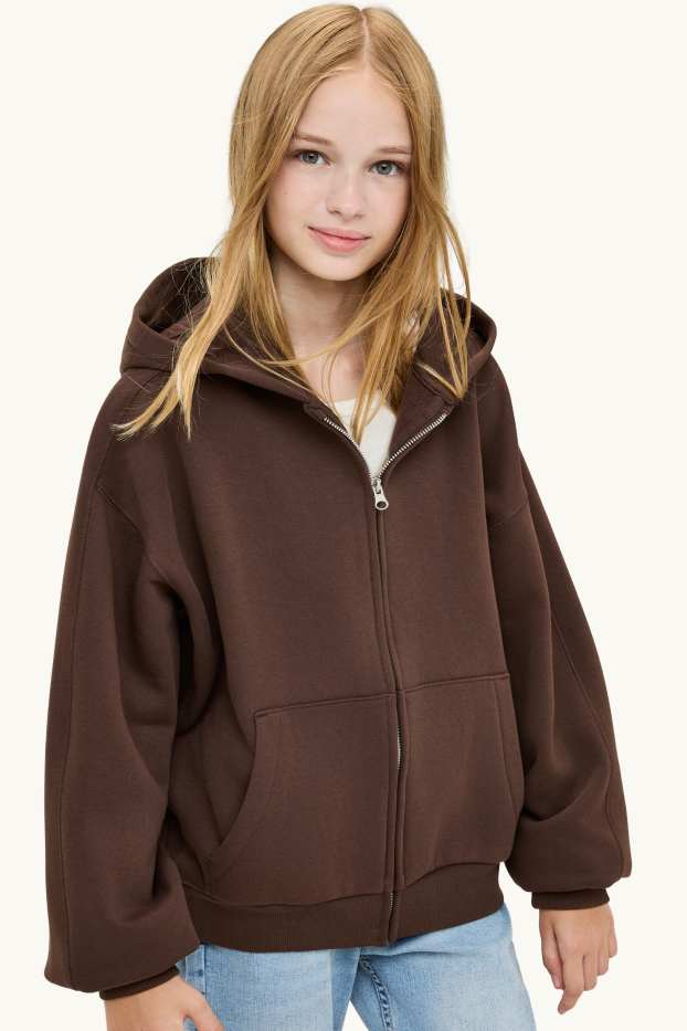 Children Girls - Zip-through hoodie - brown
