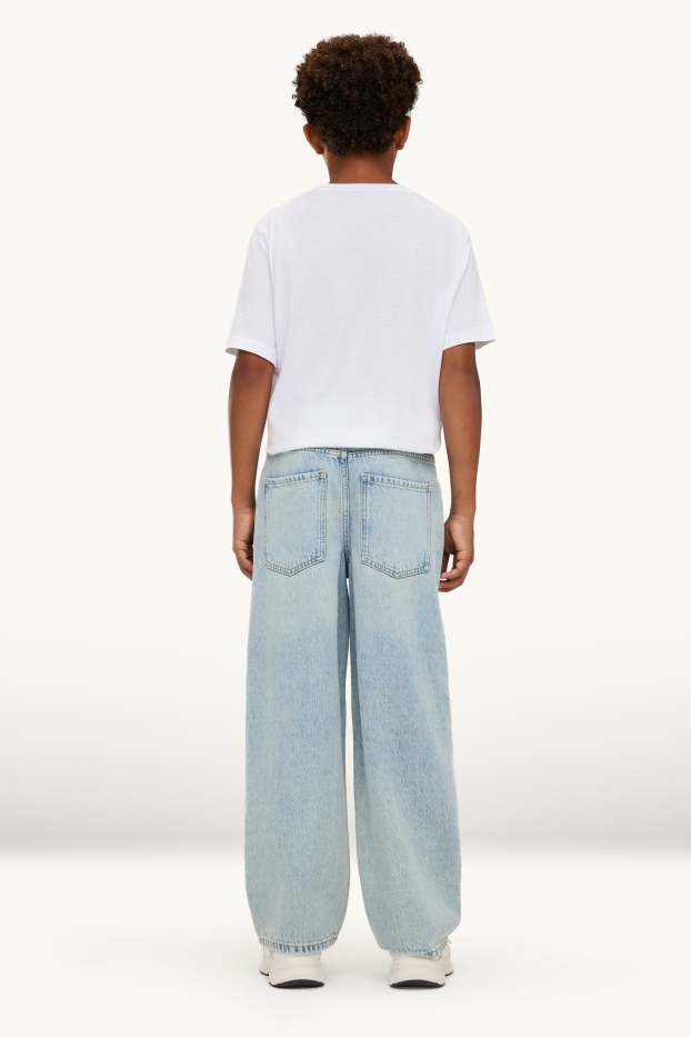 Children Boys - Graffiti - baggy jeans - denim-light blue