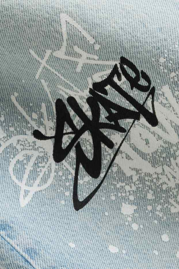 Children Boys - Graffiti - baggy jeans - denim-light blue