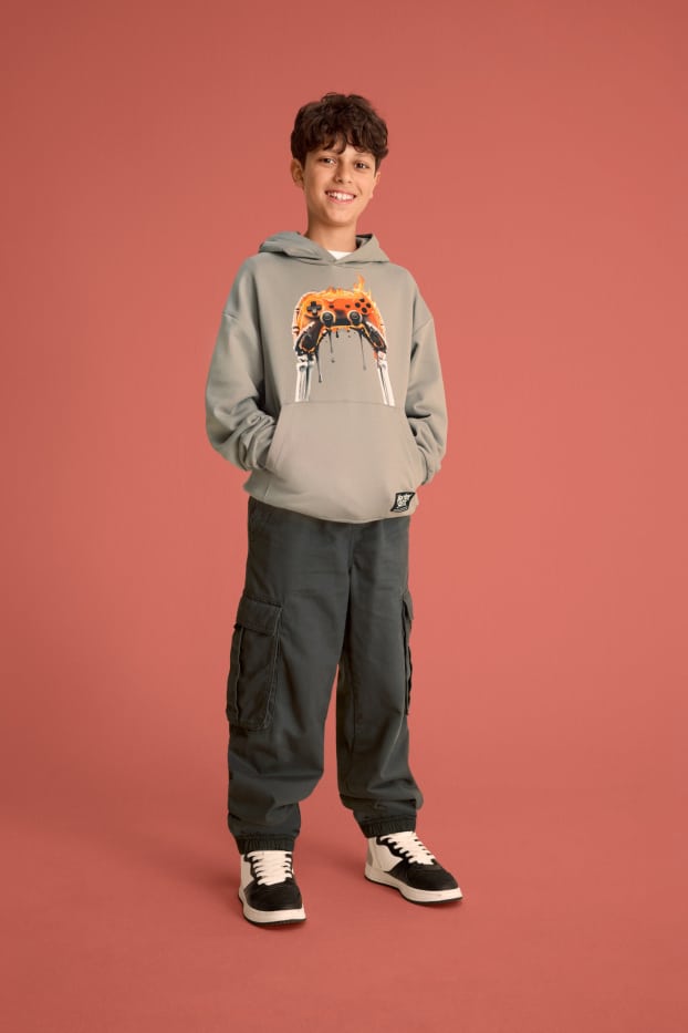Children Boys - Cargo jeans - thermal jeans - dark gray