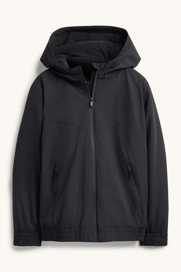 Children Boys - Rain jacket with hood - lined - water-repellent - black