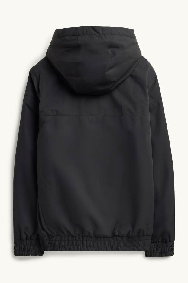 Children Boys - Rain jacket with hood - lined - water-repellent - black
