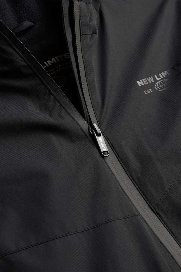Children Boys - Rain jacket with hood - lined - water-repellent - black
