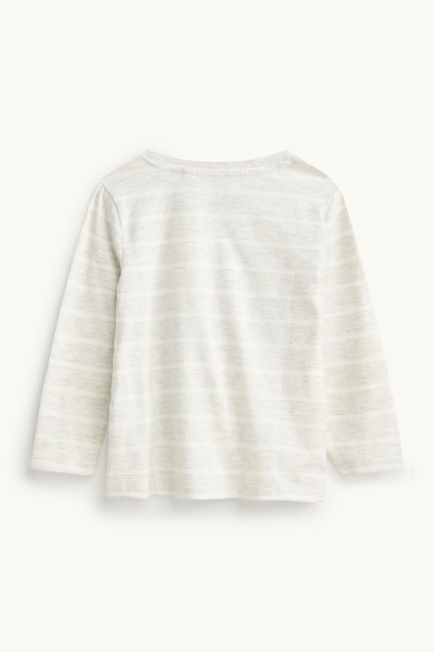 Children Boys - Wild animals - long sleeve top - striped - gray