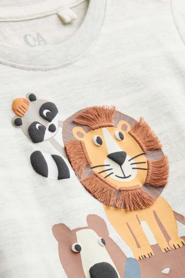 Children Boys - Wild animals - long sleeve top - striped - gray