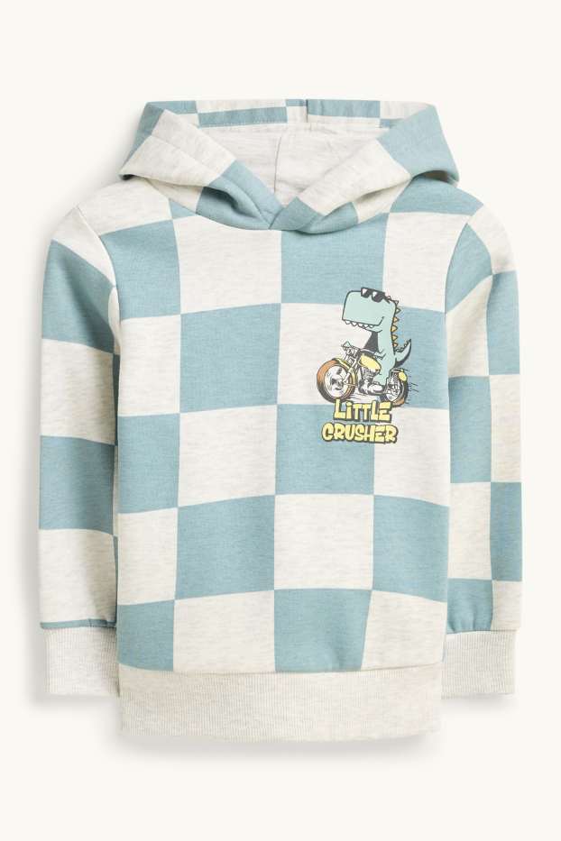 Children Boys - Dino - hoodie - check - white / light blue