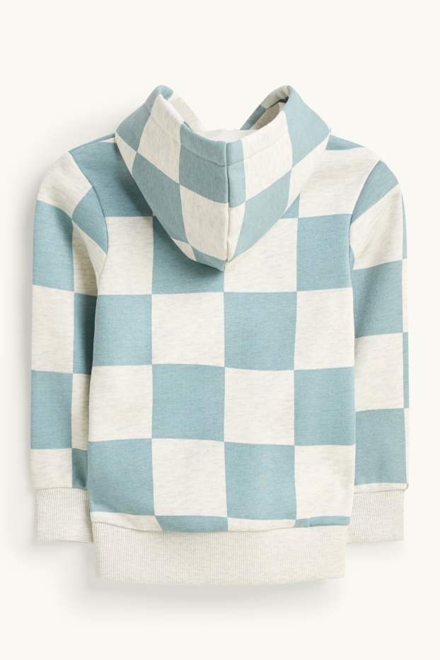 Children Boys - Dino - hoodie - check - white / light blue