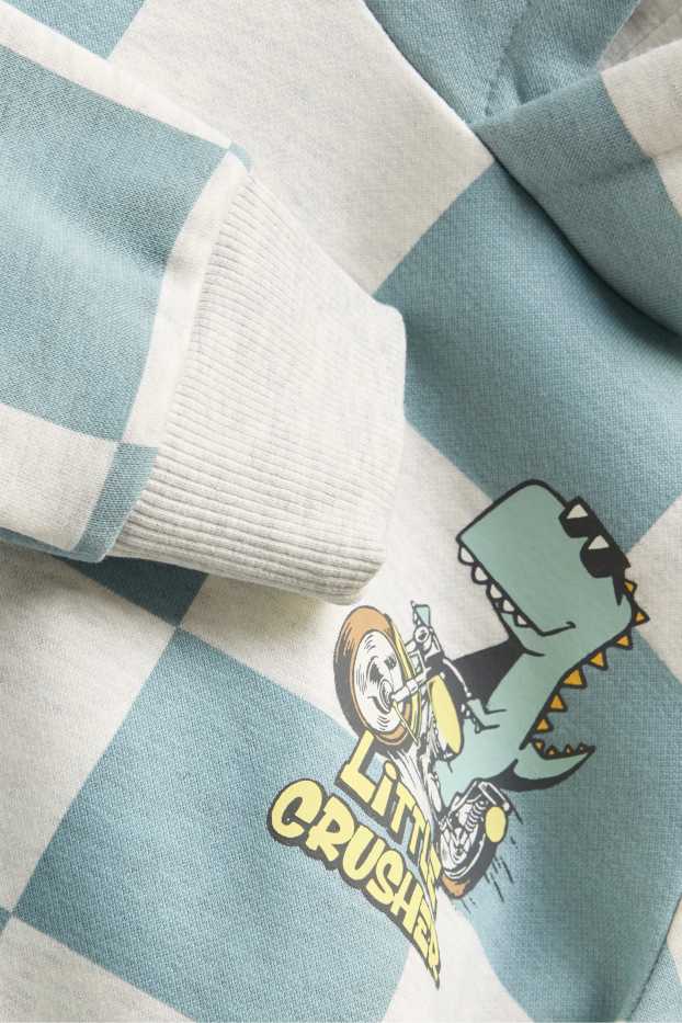 Children Boys - Dino - hoodie - check - white / light blue