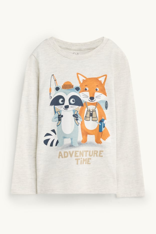 Children Boys - Fox and raccoon - set - long sleeve top and shirt - 2 piece - dark blue