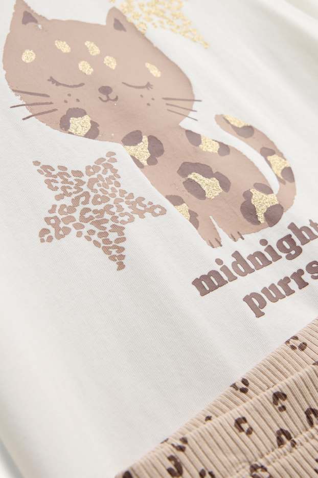 Leopard - pyjamas - 2 piece - white / beige