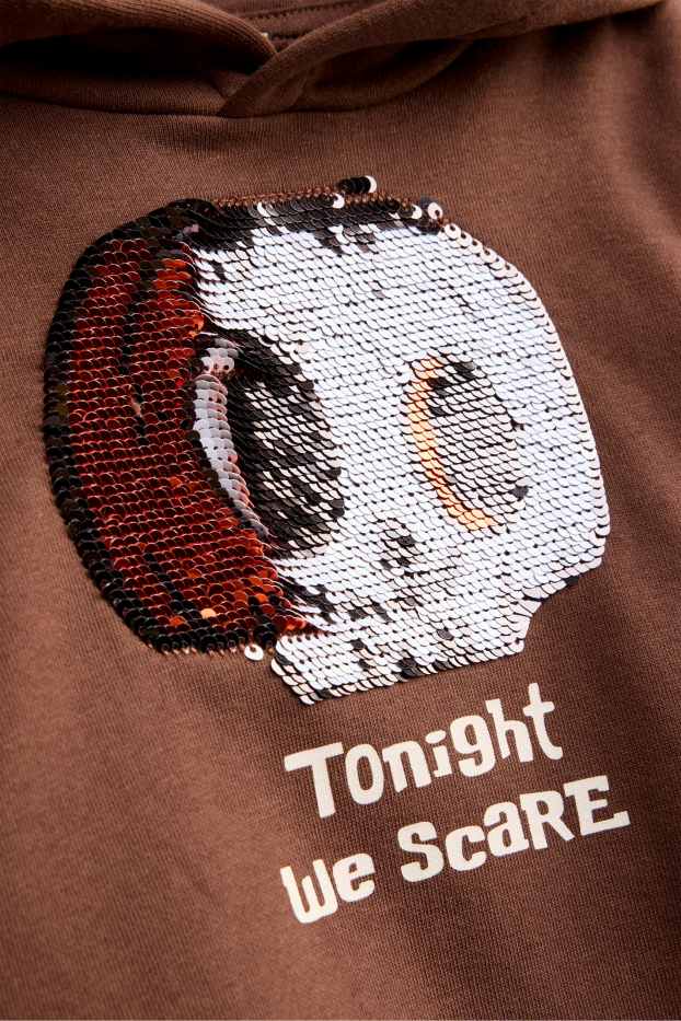 Halloween - skull - hoodie - shiny - brown