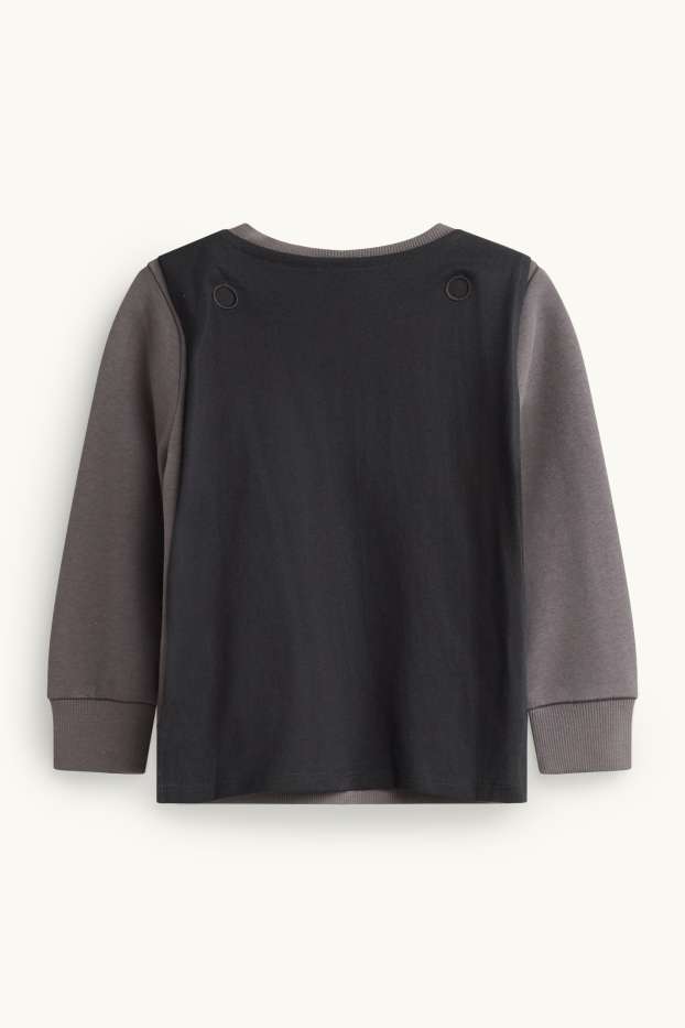 Halloween - pumpkin, bat, skeleton - sweatshirt with cape - gray