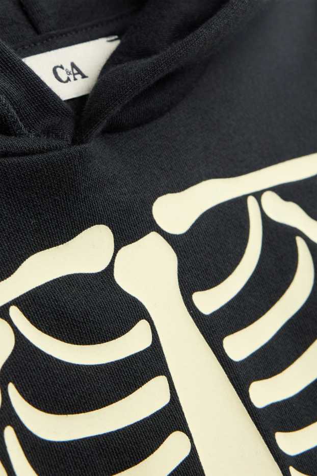 Halloween - skeleton - hoodie - glow-in-the-dark - black / white