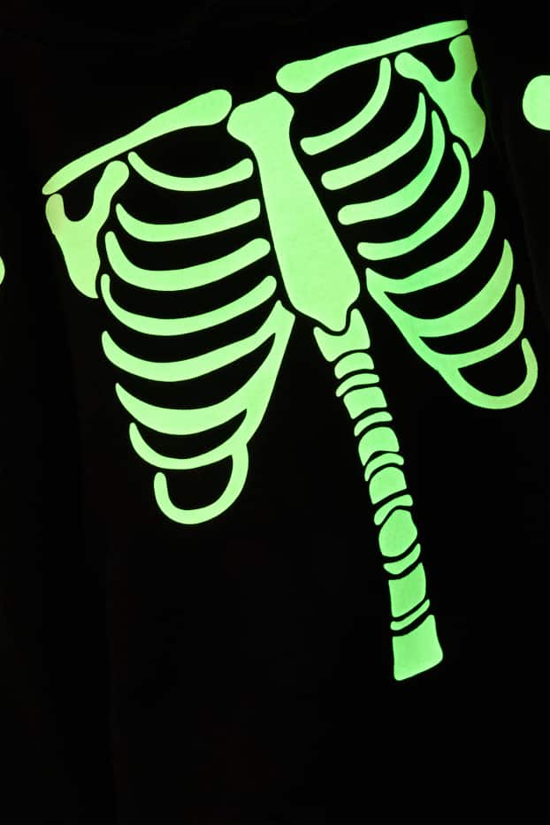 Halloween - skeleton - hoodie - glow-in-the-dark - black / white