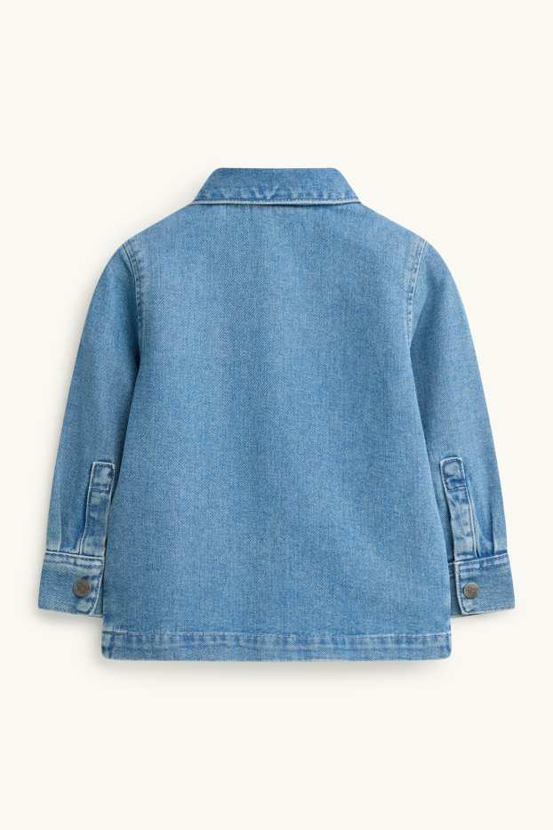 Children Boys - Dinosaur - denim shirt - blue denim