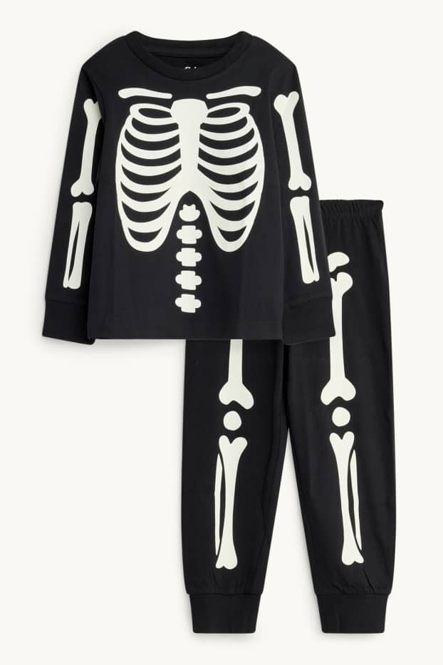 Halloween - skeleton - pyjamas - 2 piece - glow-in-the-dark - black