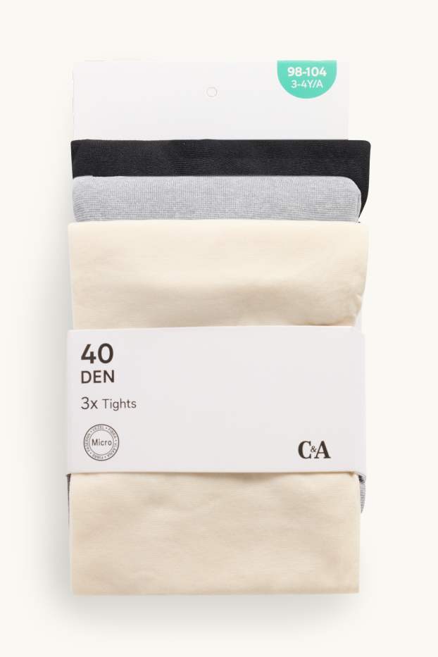 Children Girls - Multipack of 3 - tights - 40 denier - black / gray
