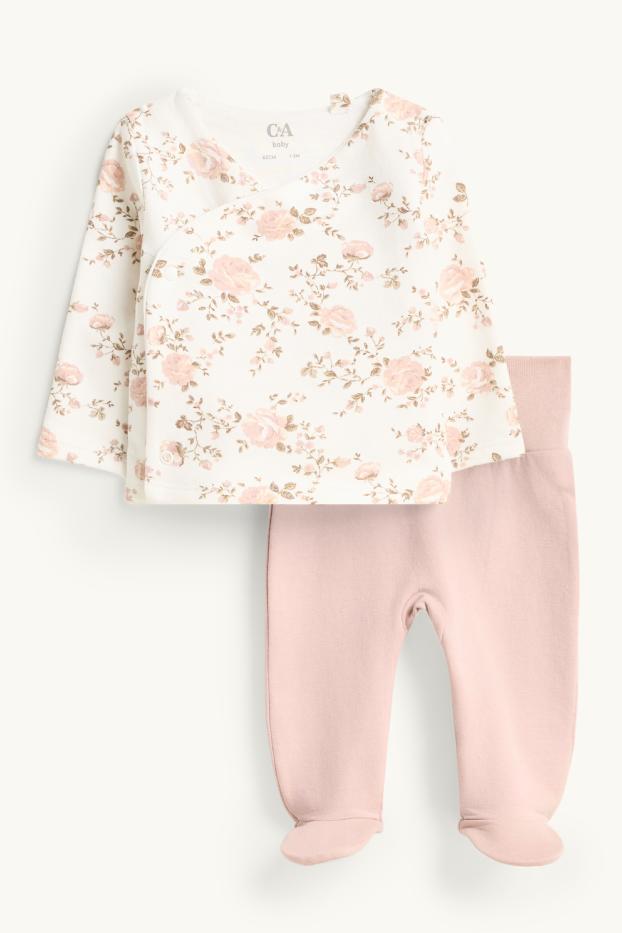 Baby Girls - Floral - baby outfit - 2 piece - cremewhite